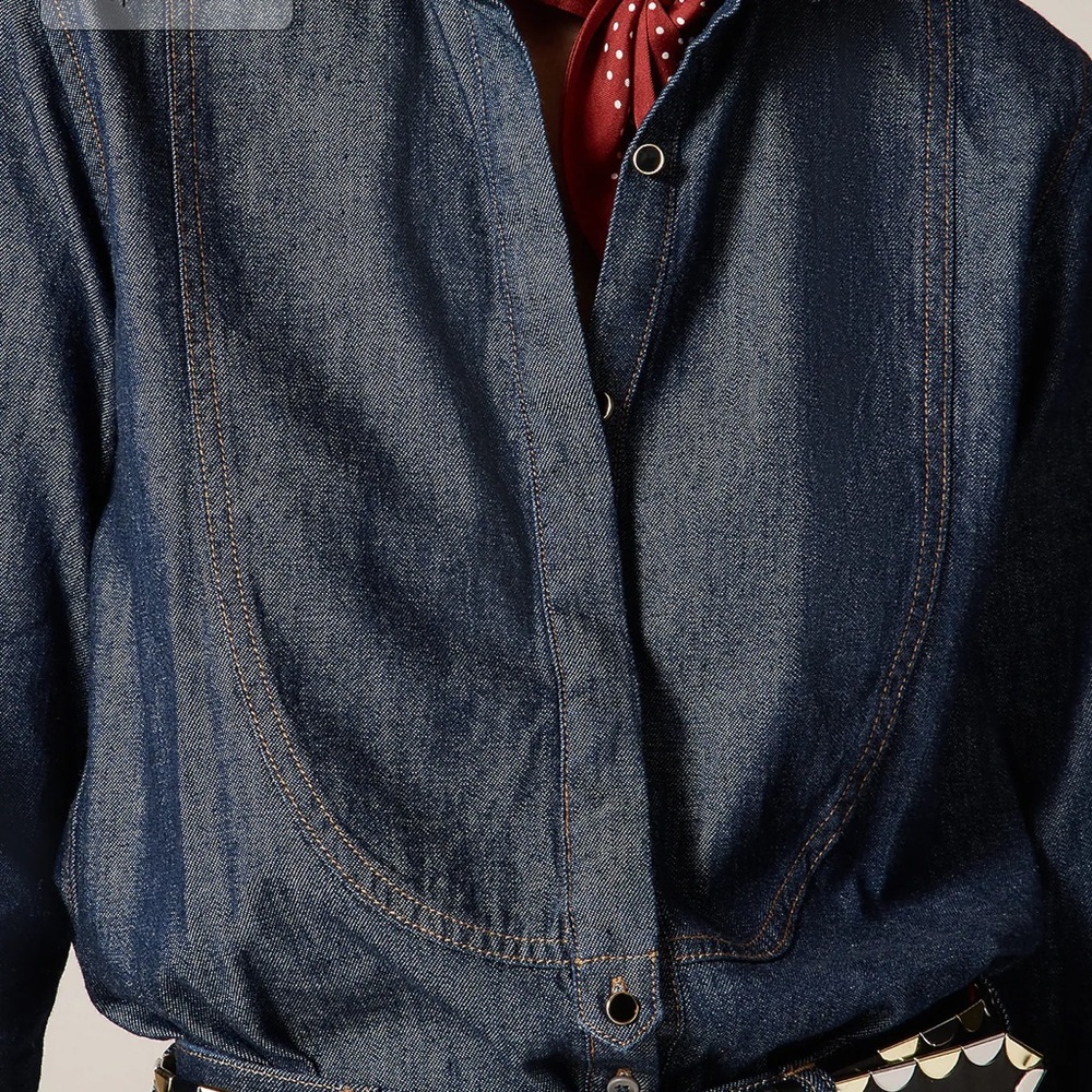 J. Crew Jules Tuxedo Shirt in Denim - Picture 2 of 5